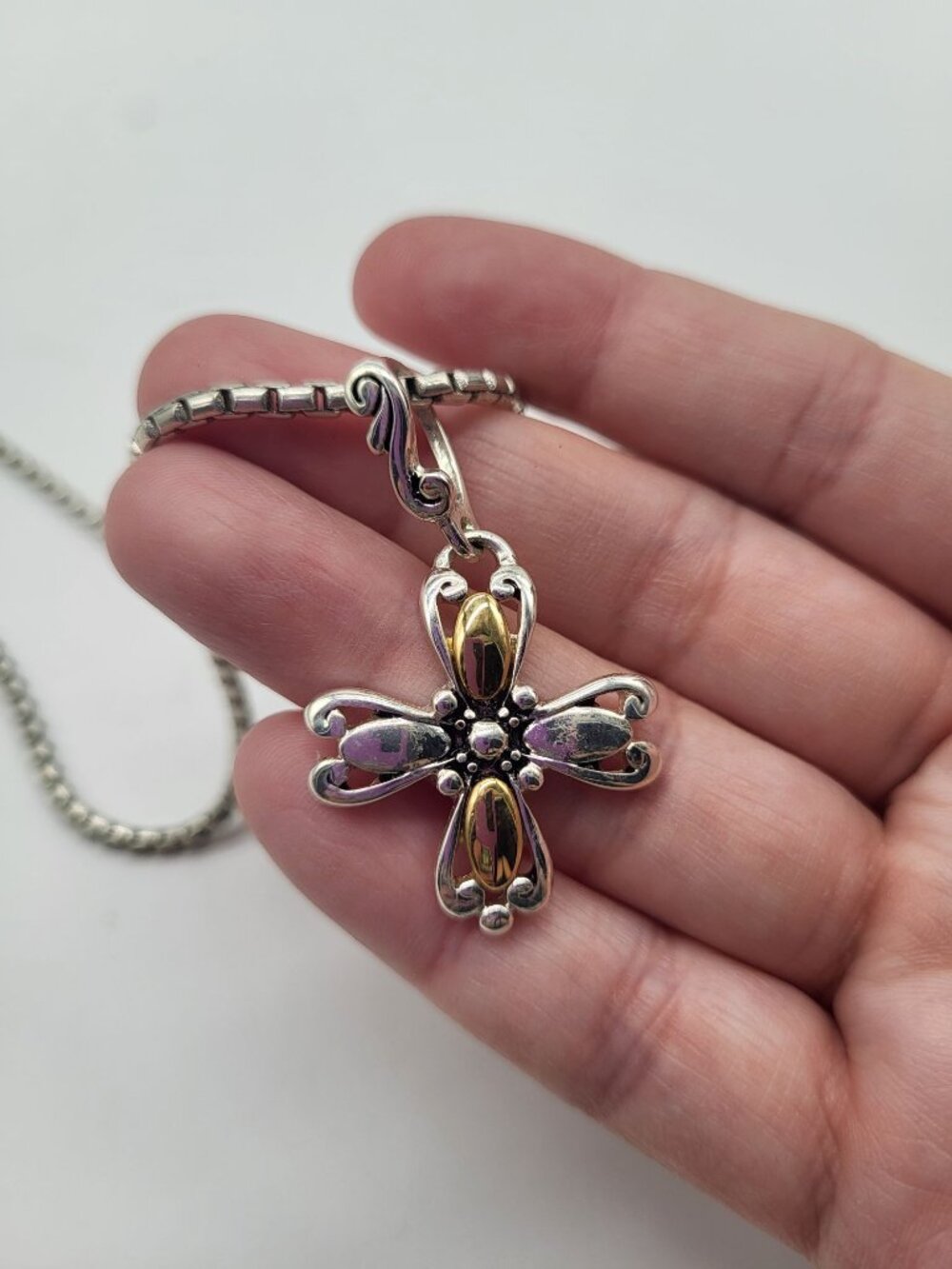 Premier Designs Deborah Silver Gold Tone Cross Pendant Necklace Religious - Picture 6 of 7